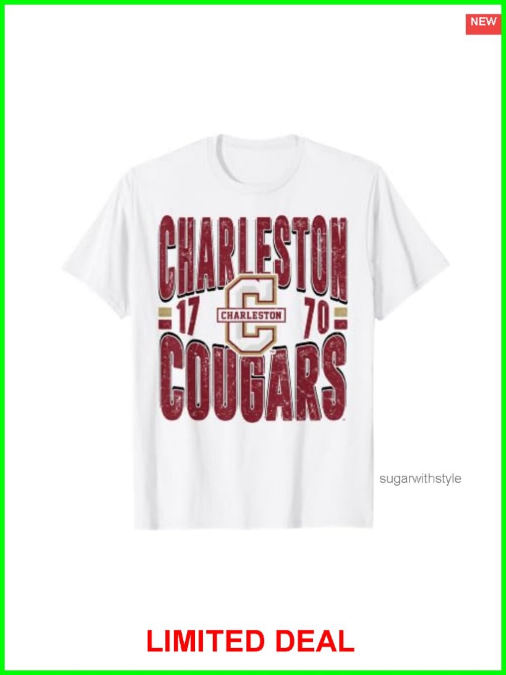 Charleston Cougars Vintage Retro NCAA College Fan Tee